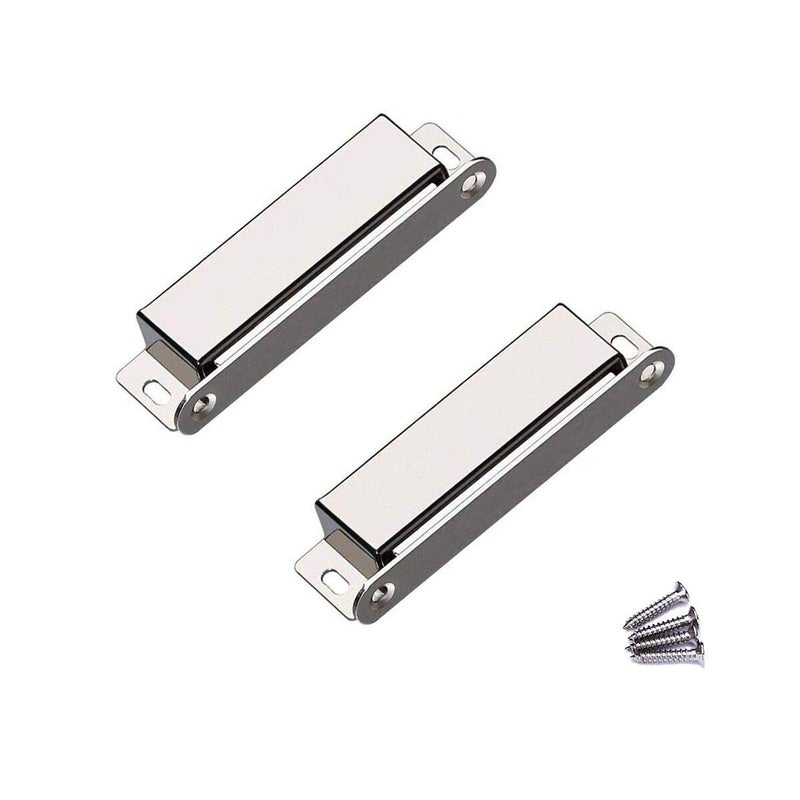 WOOCH Door Magnetic Catch - 90lb High Magnetic Stainless Steel Heavy Duty Catch for Kitchen Bathroom Cupboard Wardrobe Closet Closures Cabinet Door Drawer Latch (3.7 in Silver, 2-Pack) - Image 1